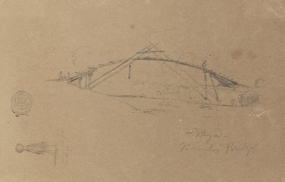 Bamboo Bridge at Buga, Colombia and Girl Carrying a Jar, Cartago, Colombia by Frederic Edwin Church